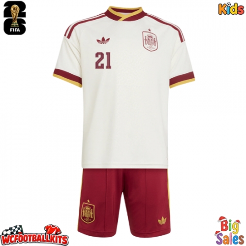 Spain Mikel Oyarzabal #21 Replica Away Stadium Kit for Kids World Cup 2026 Short Sleeve (+ pants)